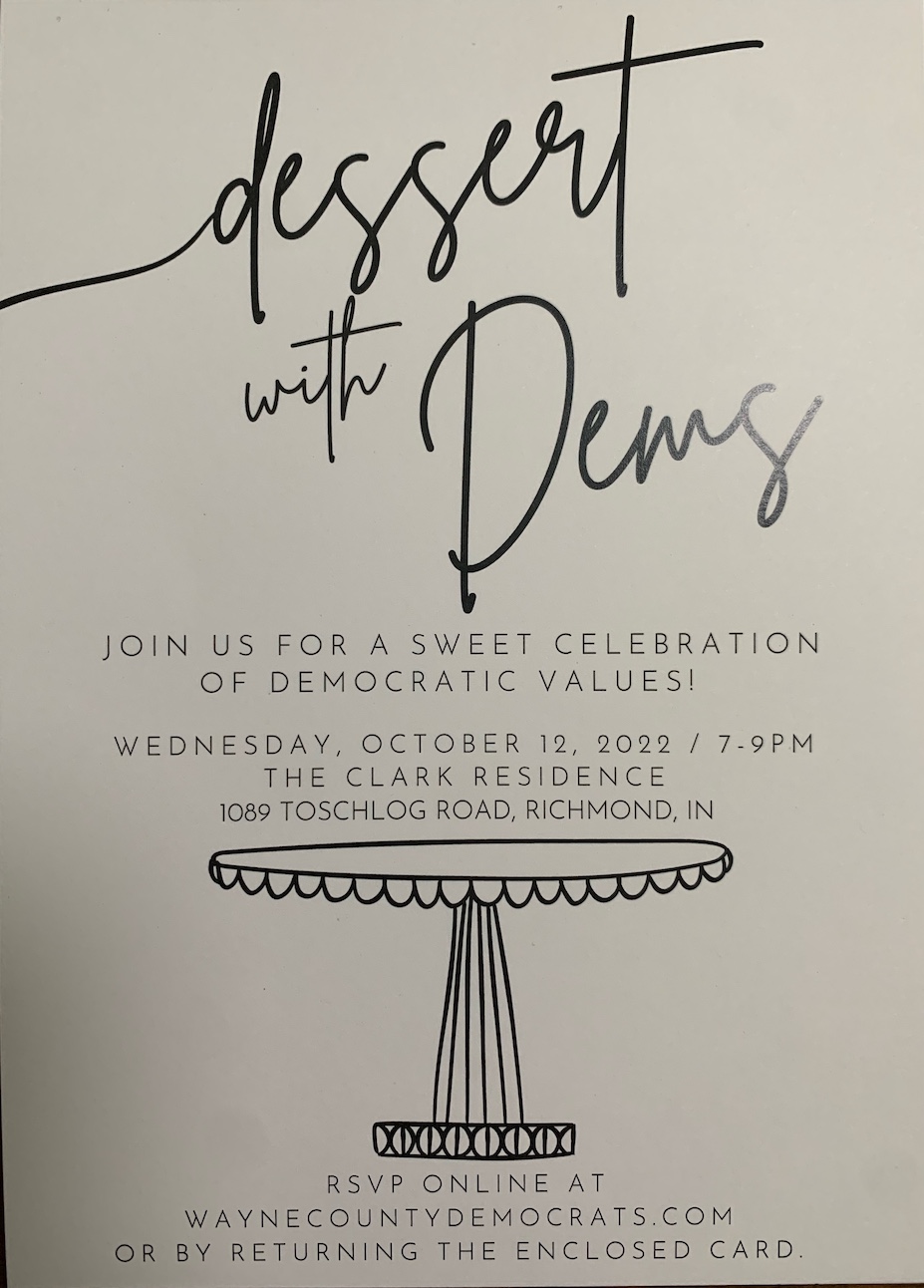 Dessert with Dems invitation postcard